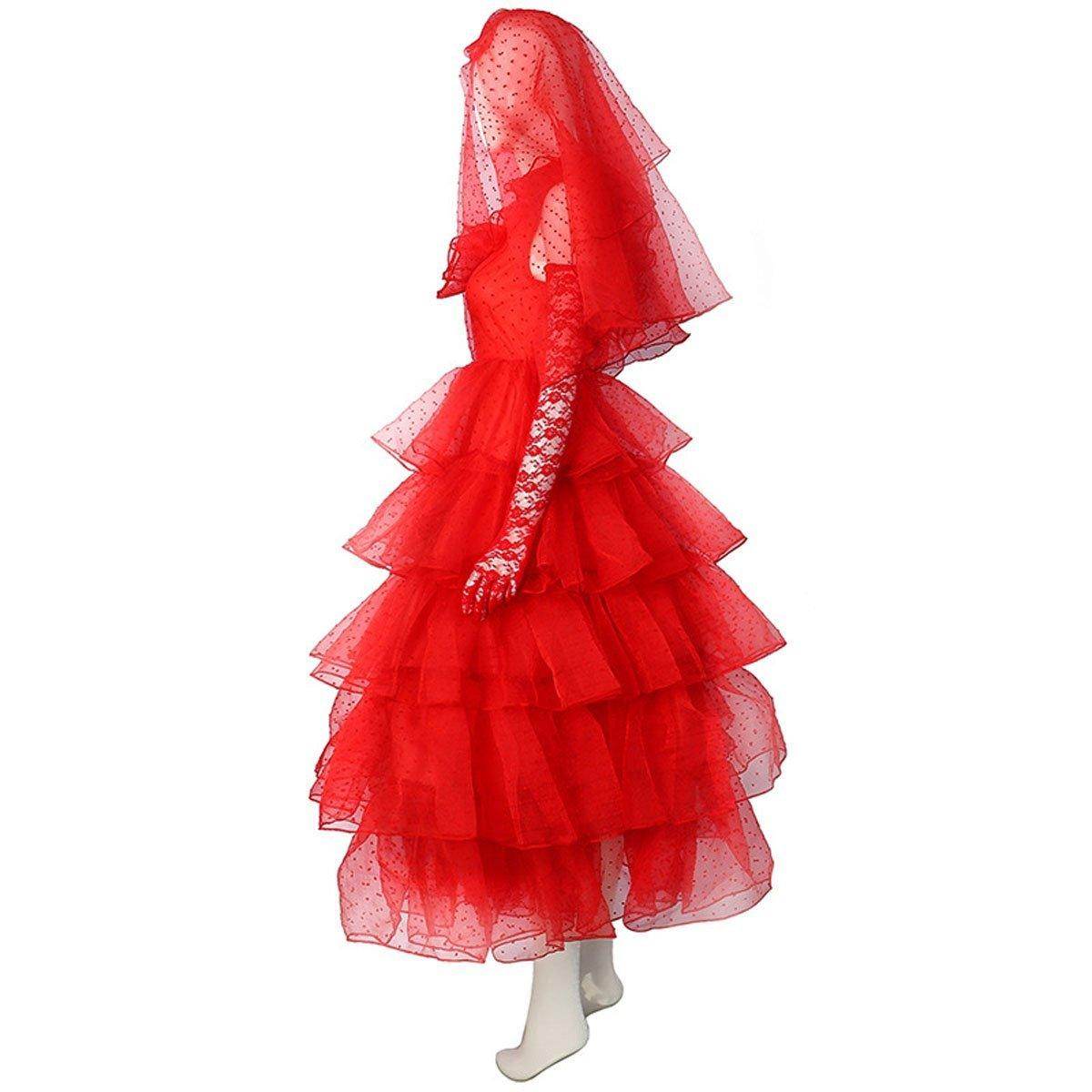 Beetlejuice Lydia Deetz Red wedding Dress Halloween Cosplay Costume For Women - zzcosplay