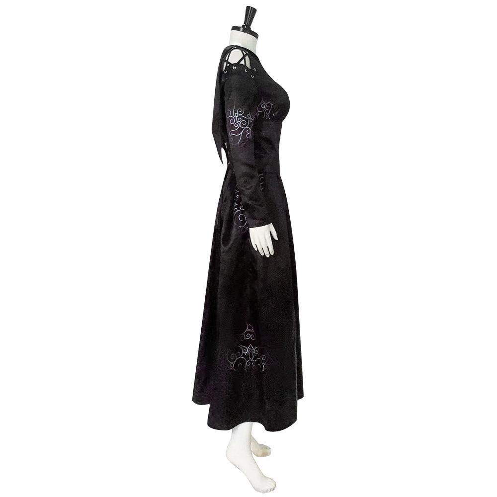 Bellatrix Lestrange Satin Dress Halloween Cosplay Costume - zzcosplay