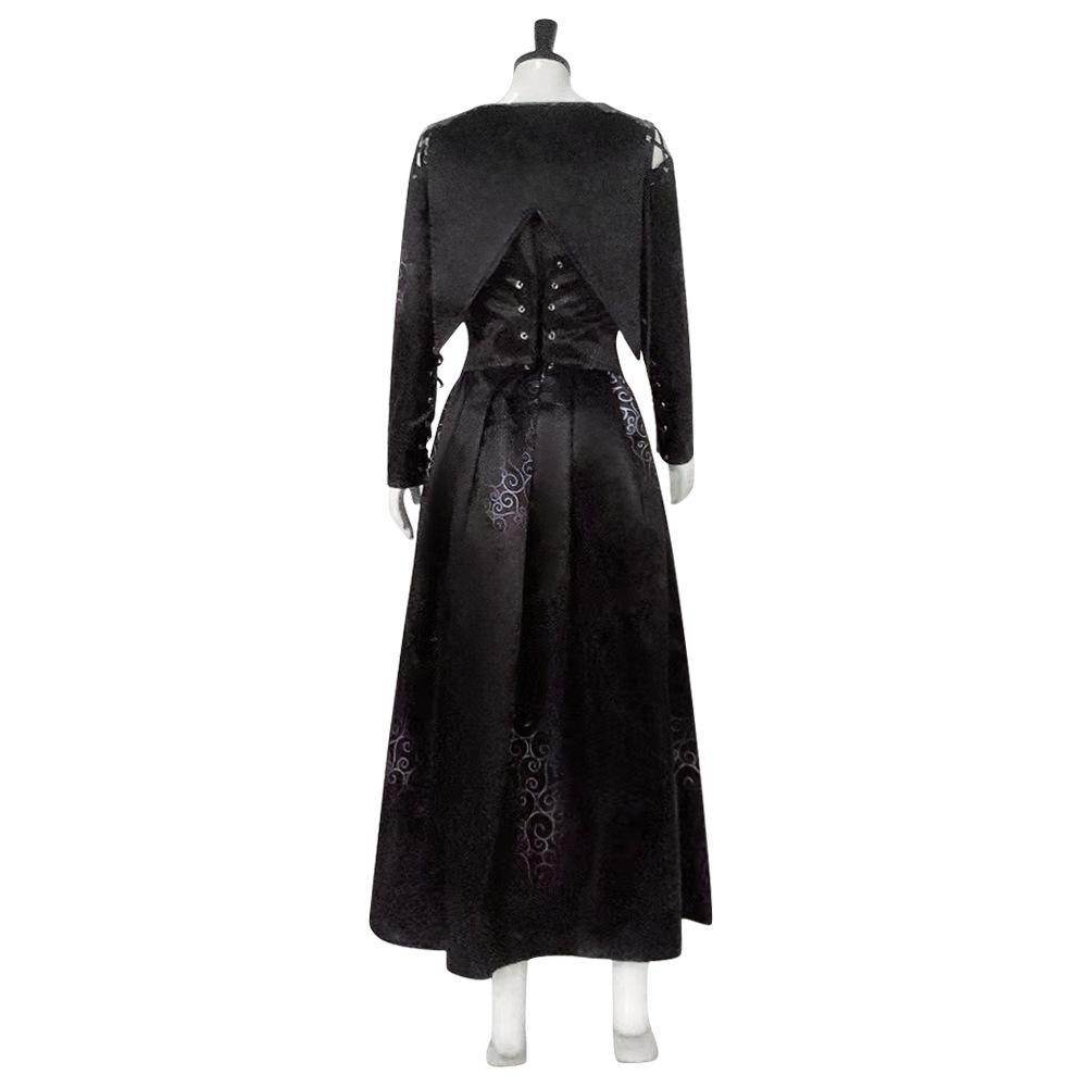 Bellatrix Lestrange Satin Dress Halloween Cosplay Costume - zzcosplay