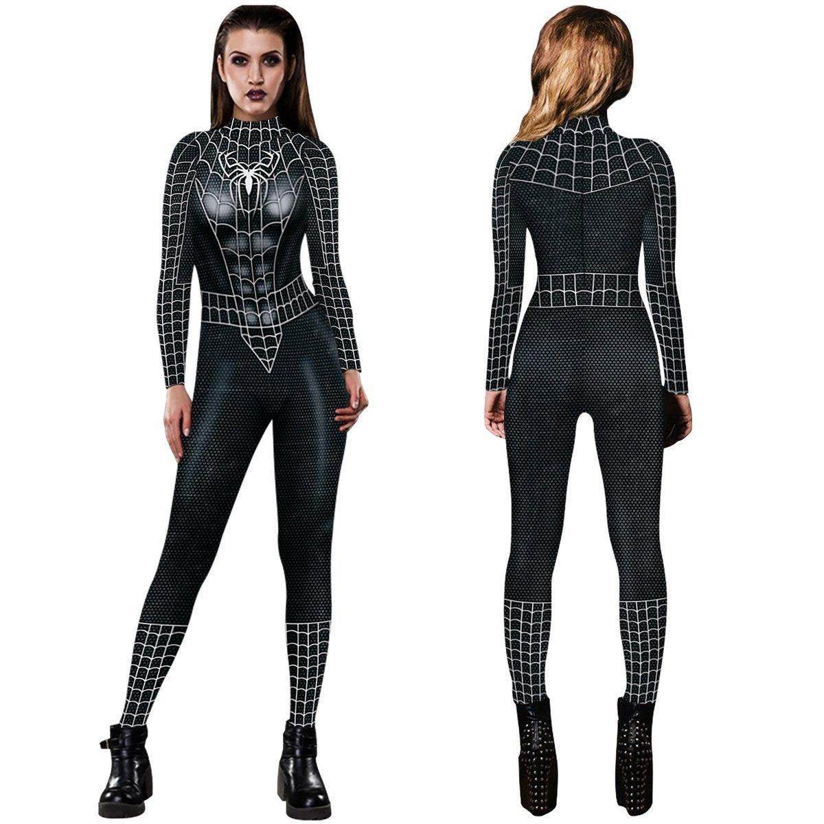 Black Peter B Parker Spider-man Cosplay Outfits Halloween Costume Women Jumpsuit - zzcosplay