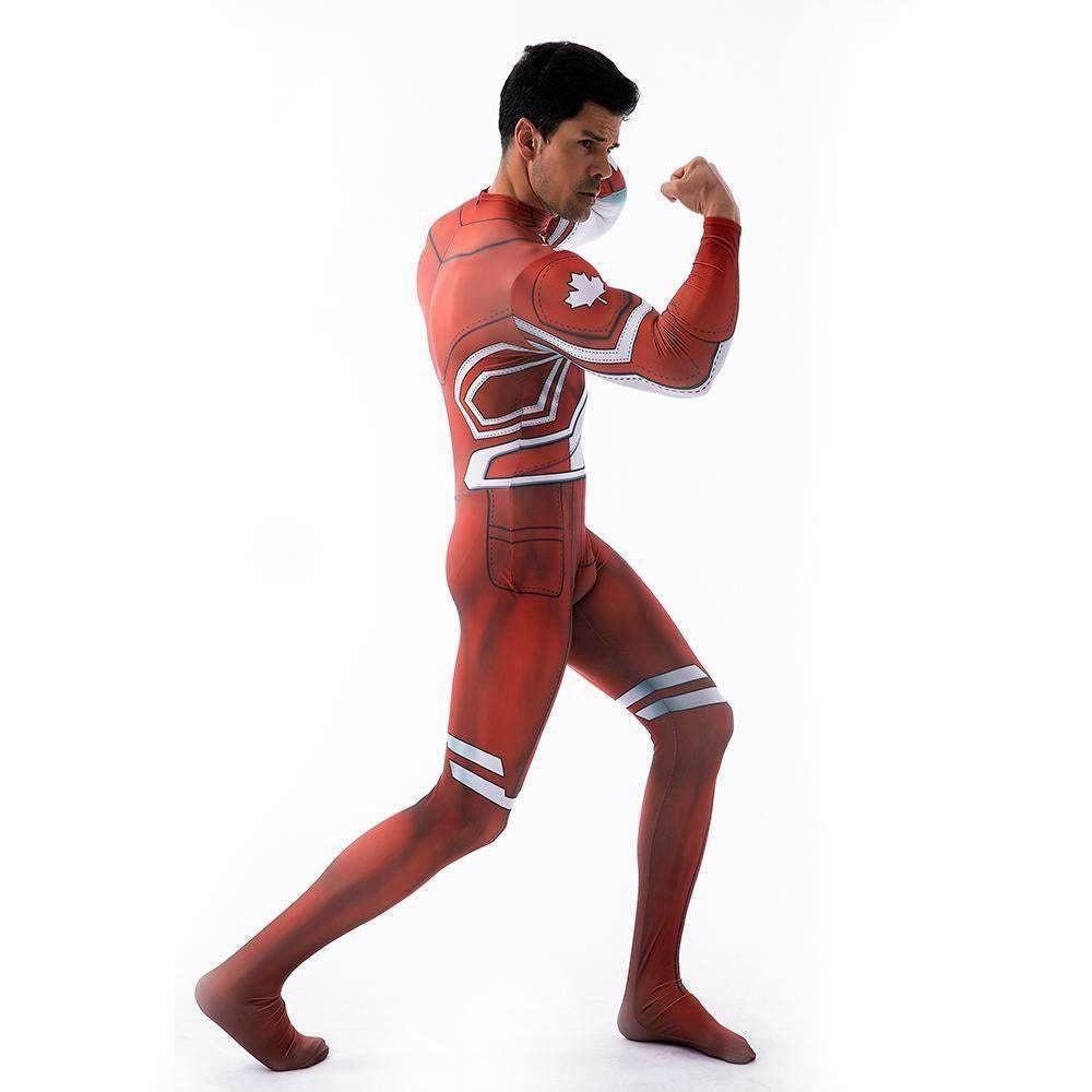Captain Canuck Cosplay Costumes Jumpsuit Superhero Halloween Tights Zentai For Adult Kids - zzcosplay