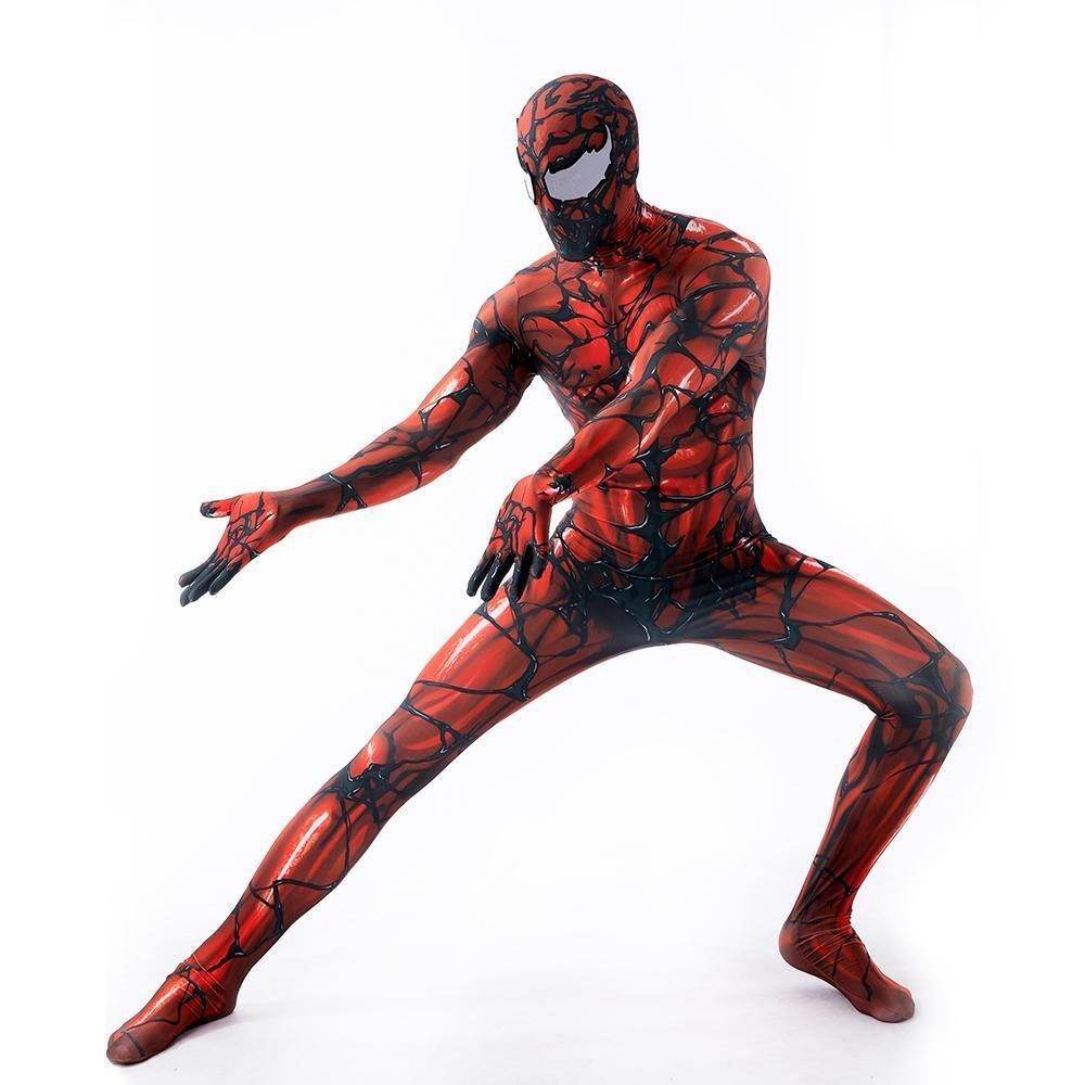 Carnage Red Rubies Venom Spider-Man Costume Cosplay Jumpsuit Superhero Bodysuit Halloween Suit Zentai For Adult Kids - zzcosplay