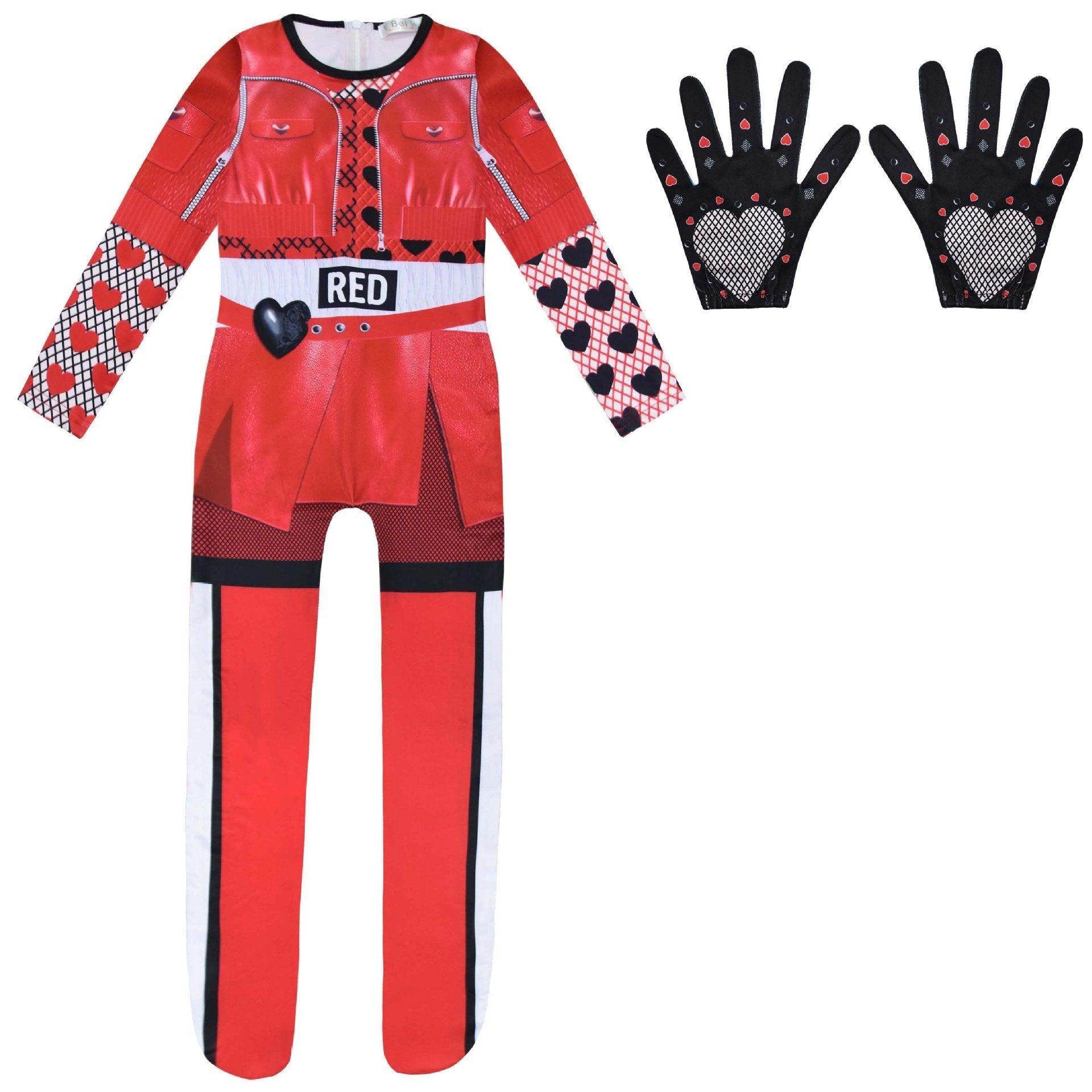 Descendants 4 Queen Of Hearts Red Costume For Girls Kids Halloween - zzcosplay