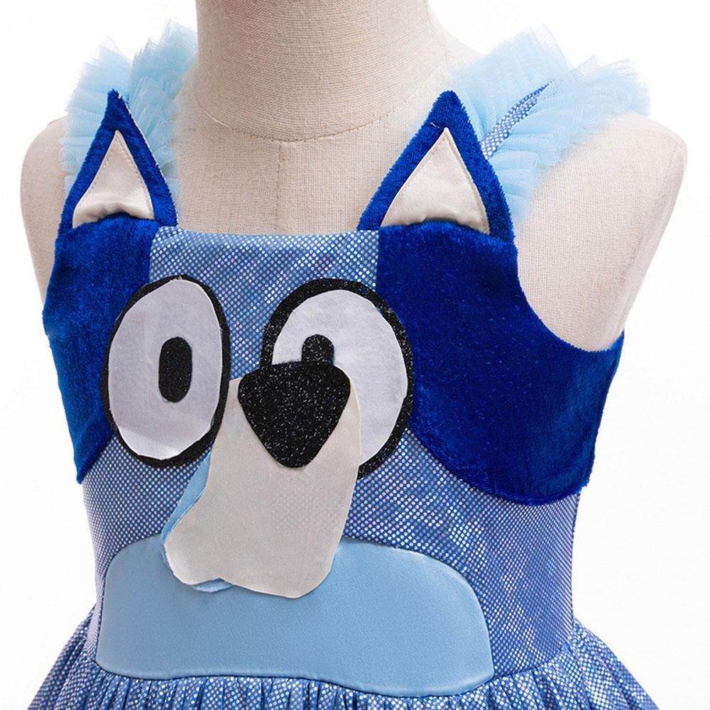 Girls' Bluey Princess Dress Costume Cartoon Print Cosplay Tutu for Kids - zzcosplay