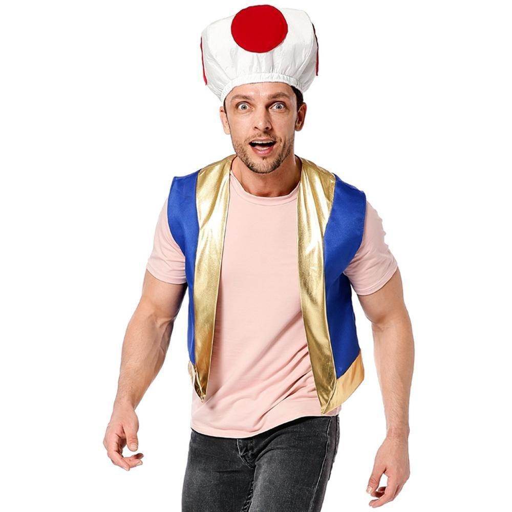 Halloween Mushroom Kingdom Red Dot Mushroom Head Captain Chino Acting Prop Costume - zzcosplay