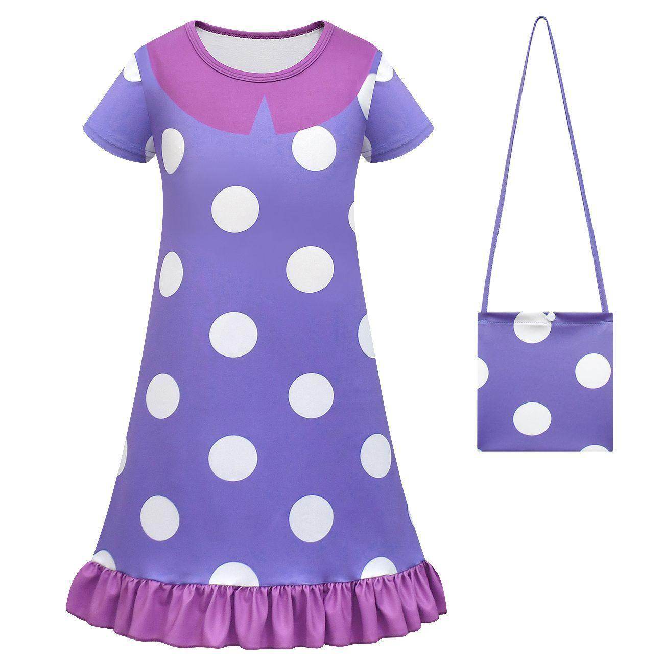 Inside Out Cosplay Costume Ruffle Nightgown for Girls Kids' Homewear Dress with Bag - zzcosplay