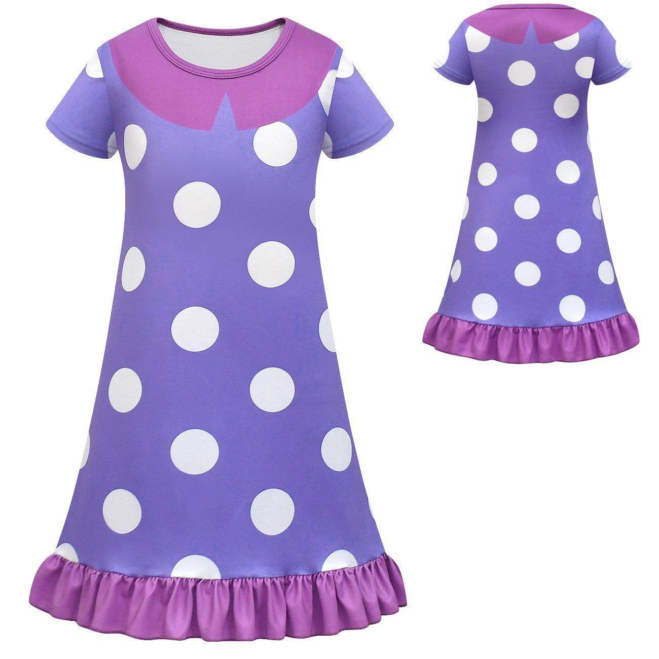 Inside Out Cosplay Costume Ruffle Nightgown for Girls Kids' Homewear Dress with Bag - zzcosplay