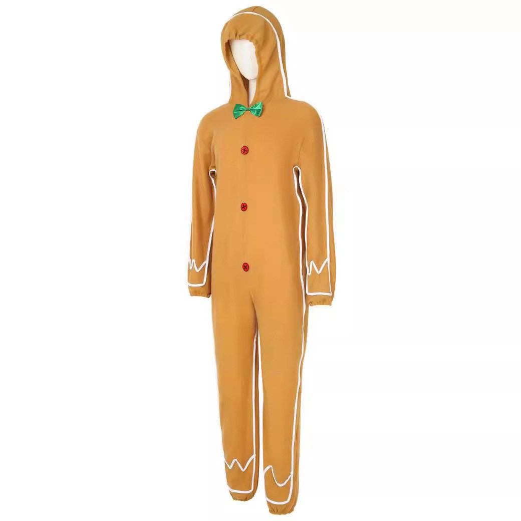 Adult Gingerbread Man Costume Christmas Holiday Hoddie Funny Pajamas - zzcosplay