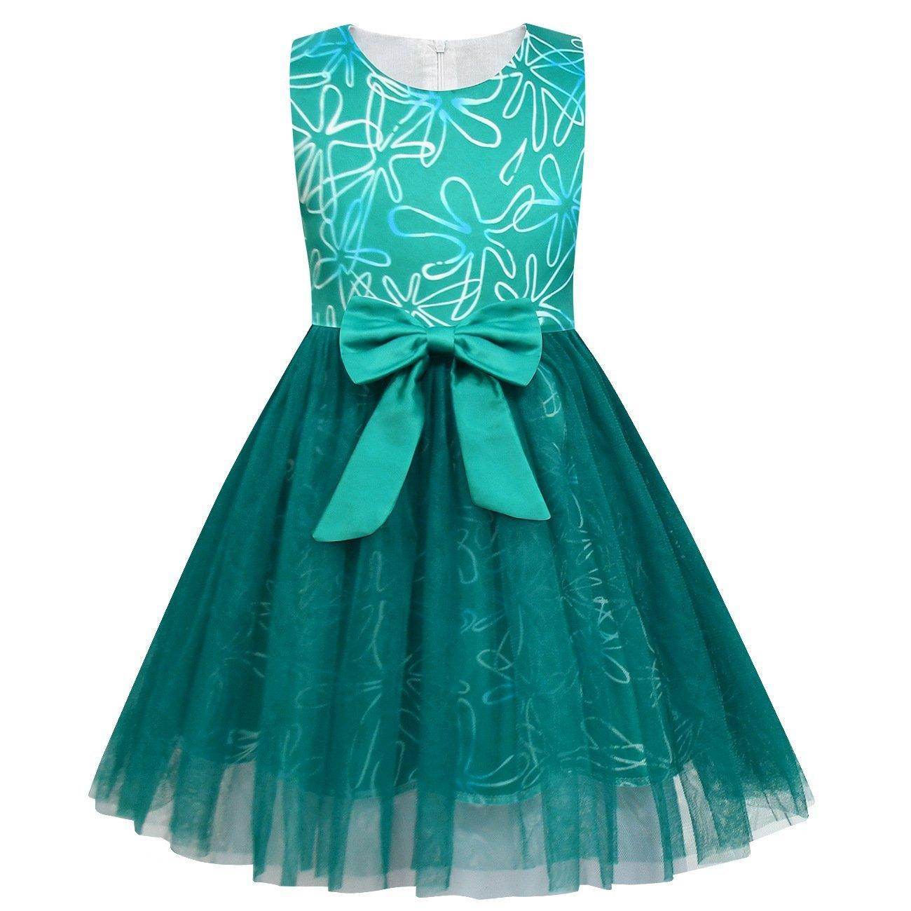 Kids' Inside Out Disgust Tutu Dress Cosplay Princess Gown with Bag and Mask - zzcosplay