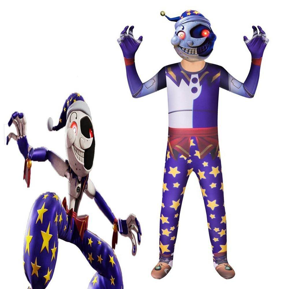 Moondrop Sundrop FNFA Cosplay Costume Outfit Sun Moon Clown Costume Halloween for Kids - zzcosplay