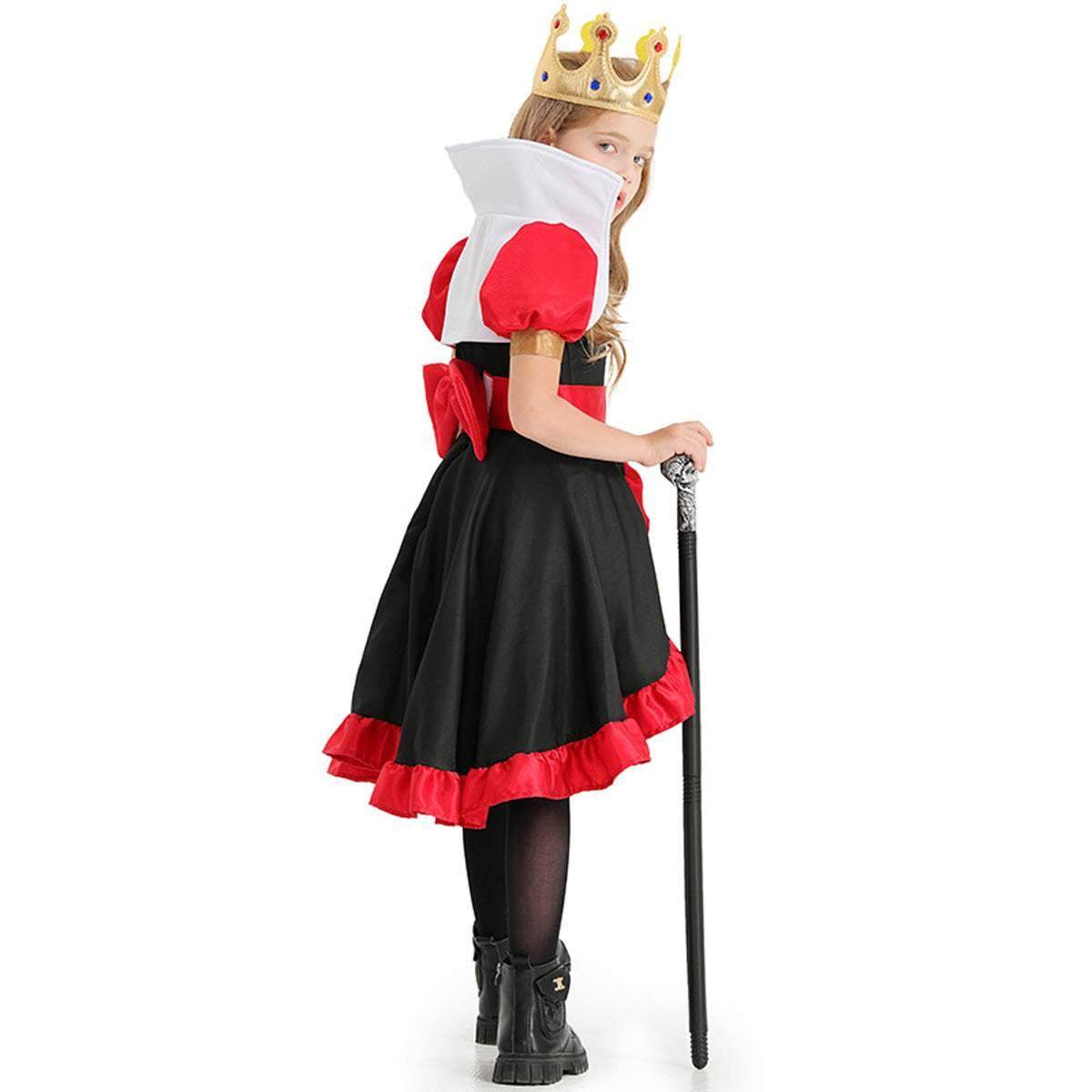 Queen of Hearts Costume Outfits Halloween Carnival Suit Cosplay For Kids - zzcosplay