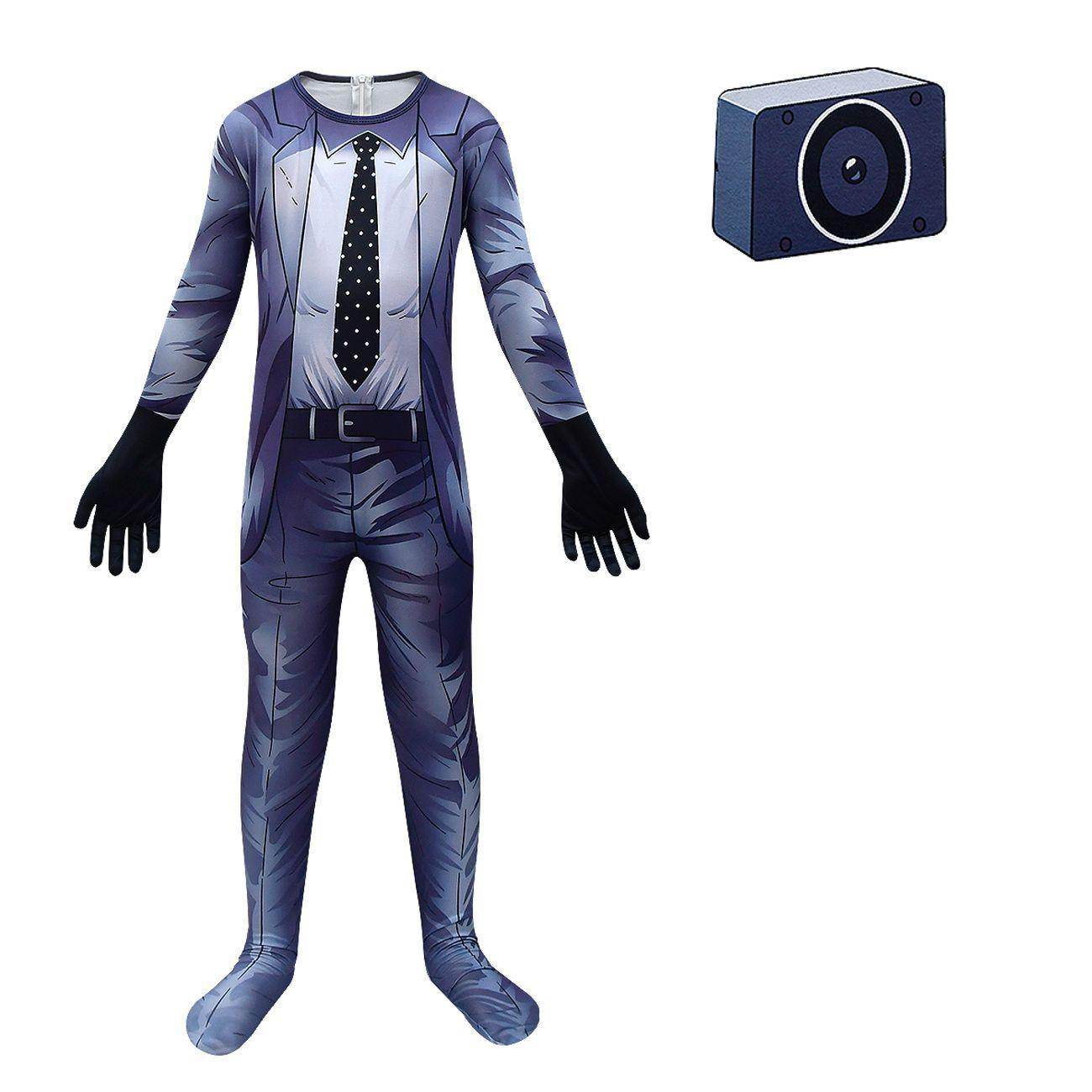 Skibidi Toilet Outfits Jumpsuit Mask Titan Tv man Cosplay Costume For Kids - zzcosplay