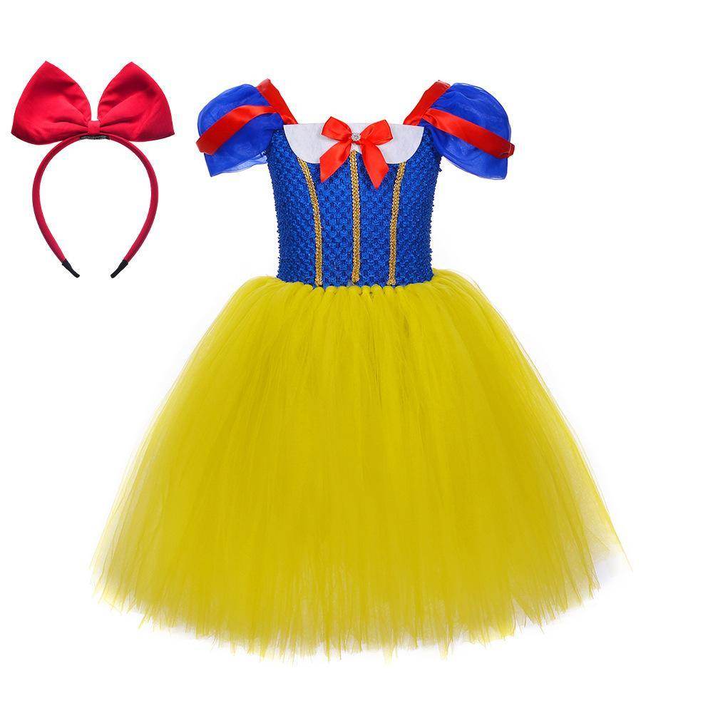 Snow White Princess Costume Kids Girls Cosplay Party Tutu Cake Dress Halloween Outfit - zzcosplay