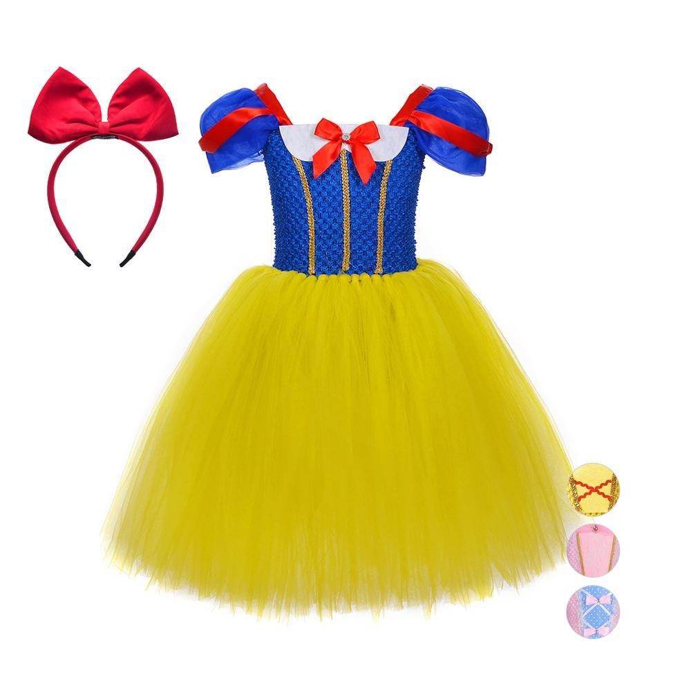 Snow White Princess Costume Kids Girls Cosplay Party Tutu Cake Dress Halloween Outfit - zzcosplay