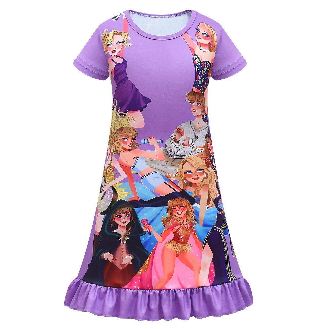 Taylor Swift Pajama Dress Cosplay Costumes Printing Kids - zzcosplay