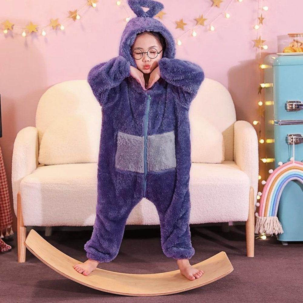 Teletubbies Tinky Winky Dipsy Po Laa-Laa Coral Fleece Onesies Pajamas for Adults Kids - zzcosplay