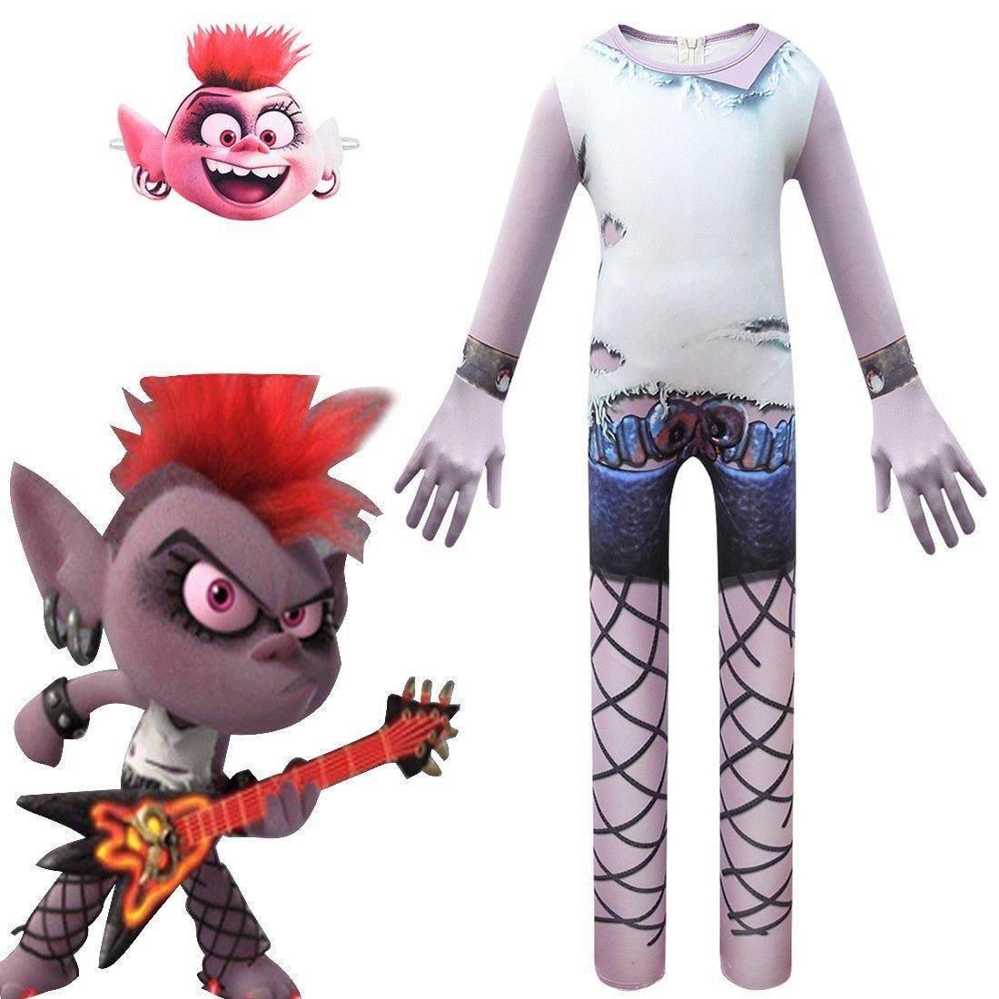 Trolls 2 World Tour Hard Rock Queen Barb Costume For Girl - zzcosplay