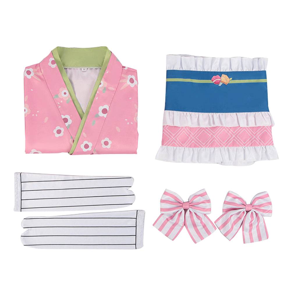 Kanroji Mitsuri Cosplay Costume Women Pink Kimono Party Carnival - zzcosplay