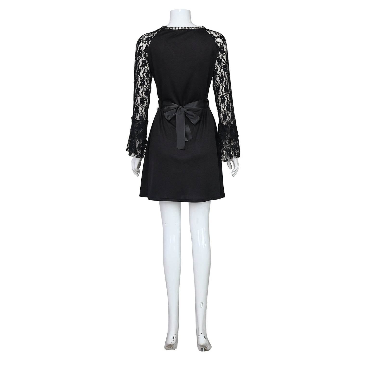 Lisa Frankenstein Misty Cosplay Costume Women Black Lace Long-sleeved Dress Party Carnival - zzcosplay