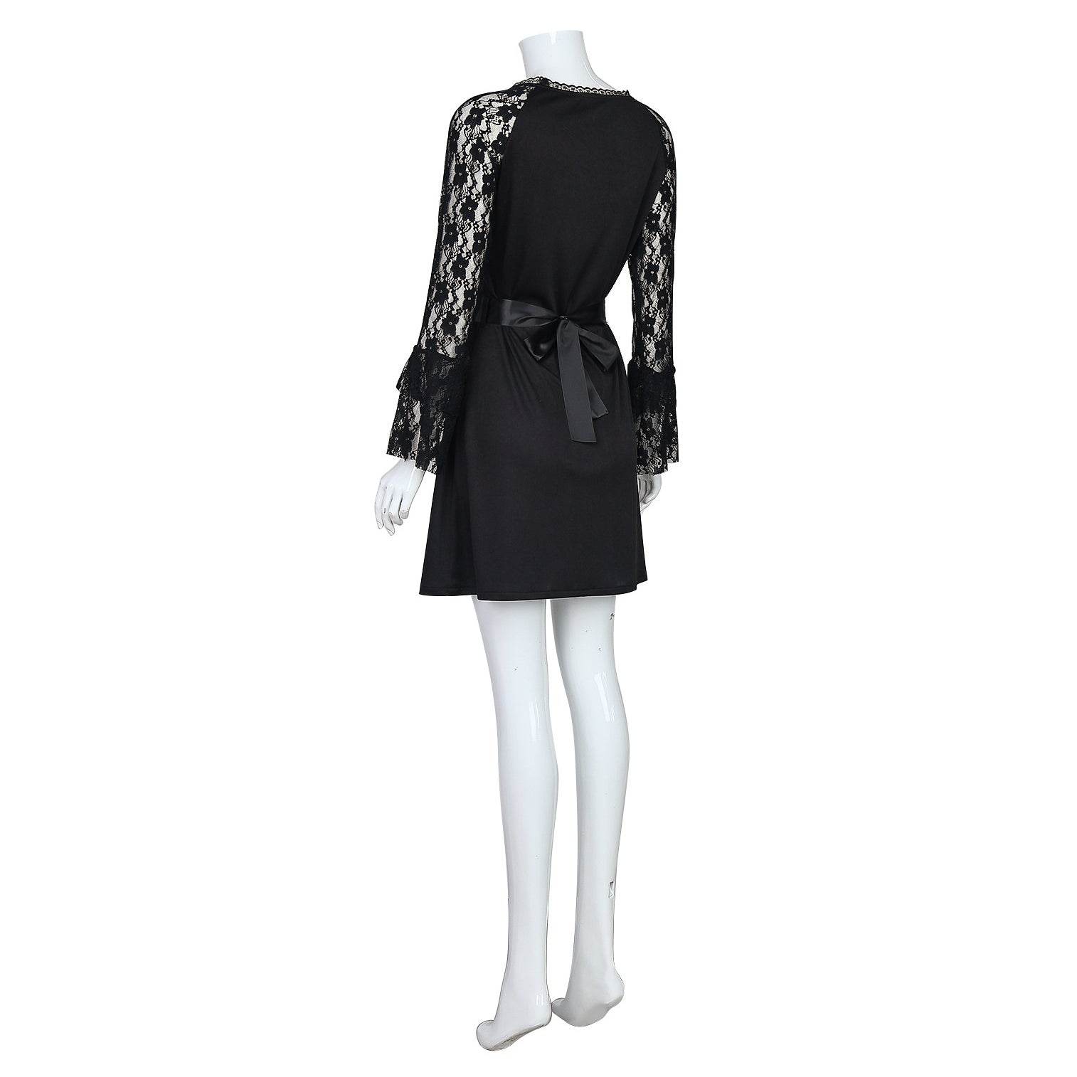Lisa Frankenstein Misty Cosplay Costume Women Black Lace Long-sleeved Dress Party Carnival - zzcosplay