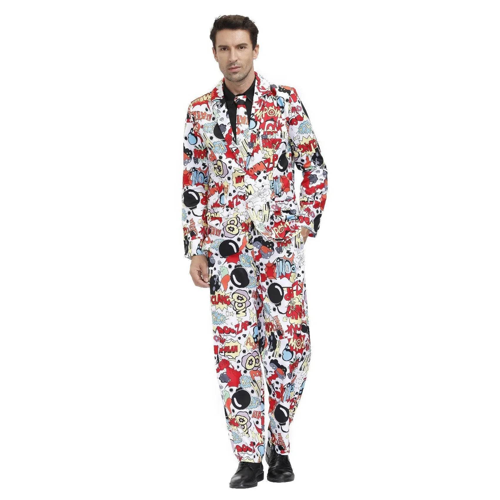 1980s Love Flower Print Suit 80s Costumes Cosplay Party Carnival - zzcosplay