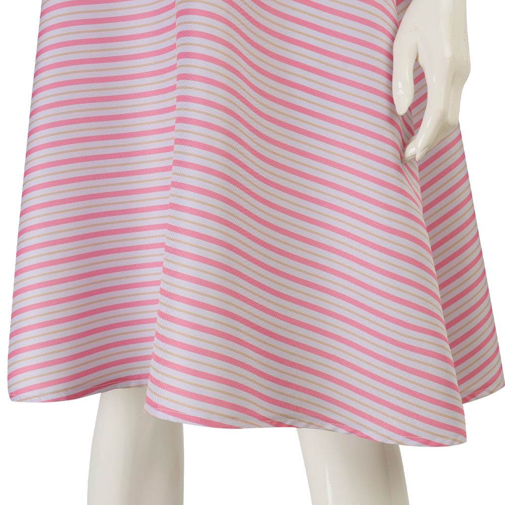 Wicked Glinda Pink Women Stripe Dress Outfit Carnival Cosplay Costume - zzcosplay