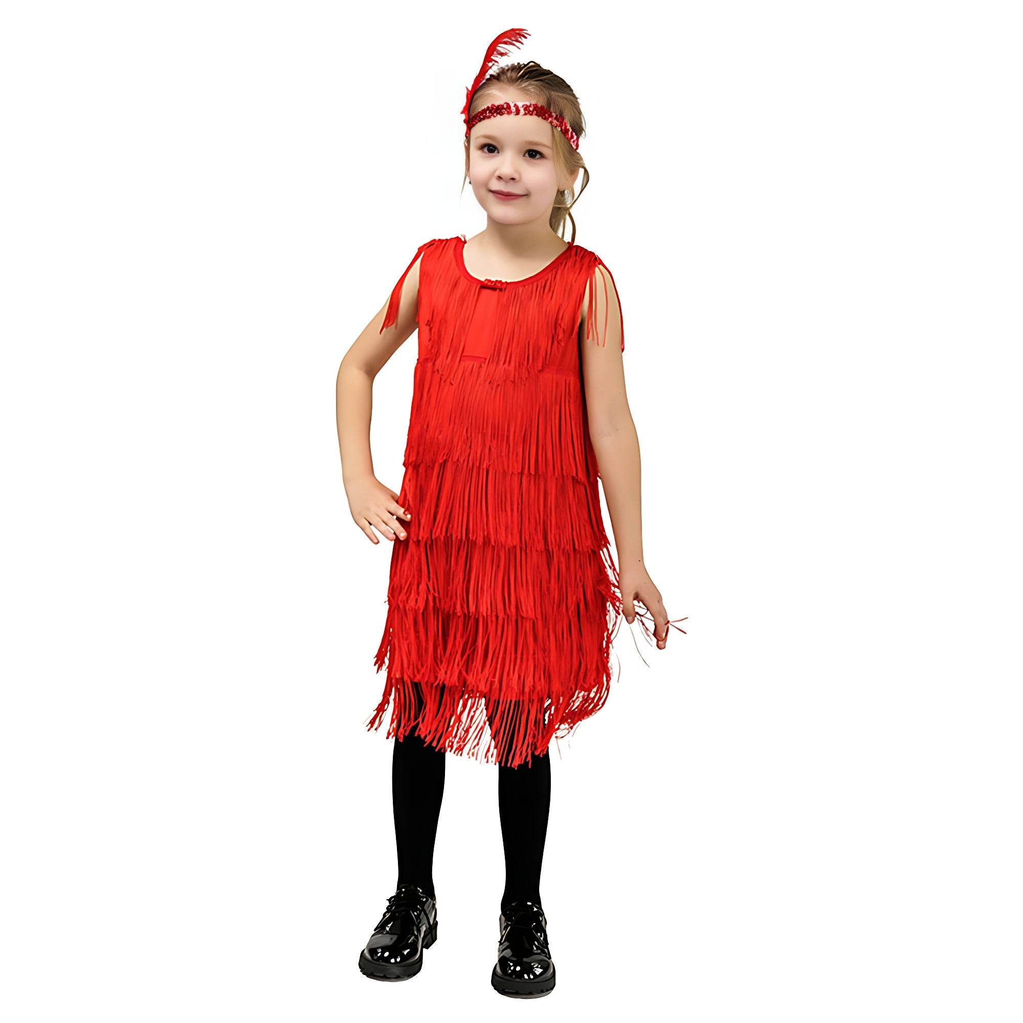1920s Kids girls Retro Latin dance Party costume tassel Dress - zzcosplay