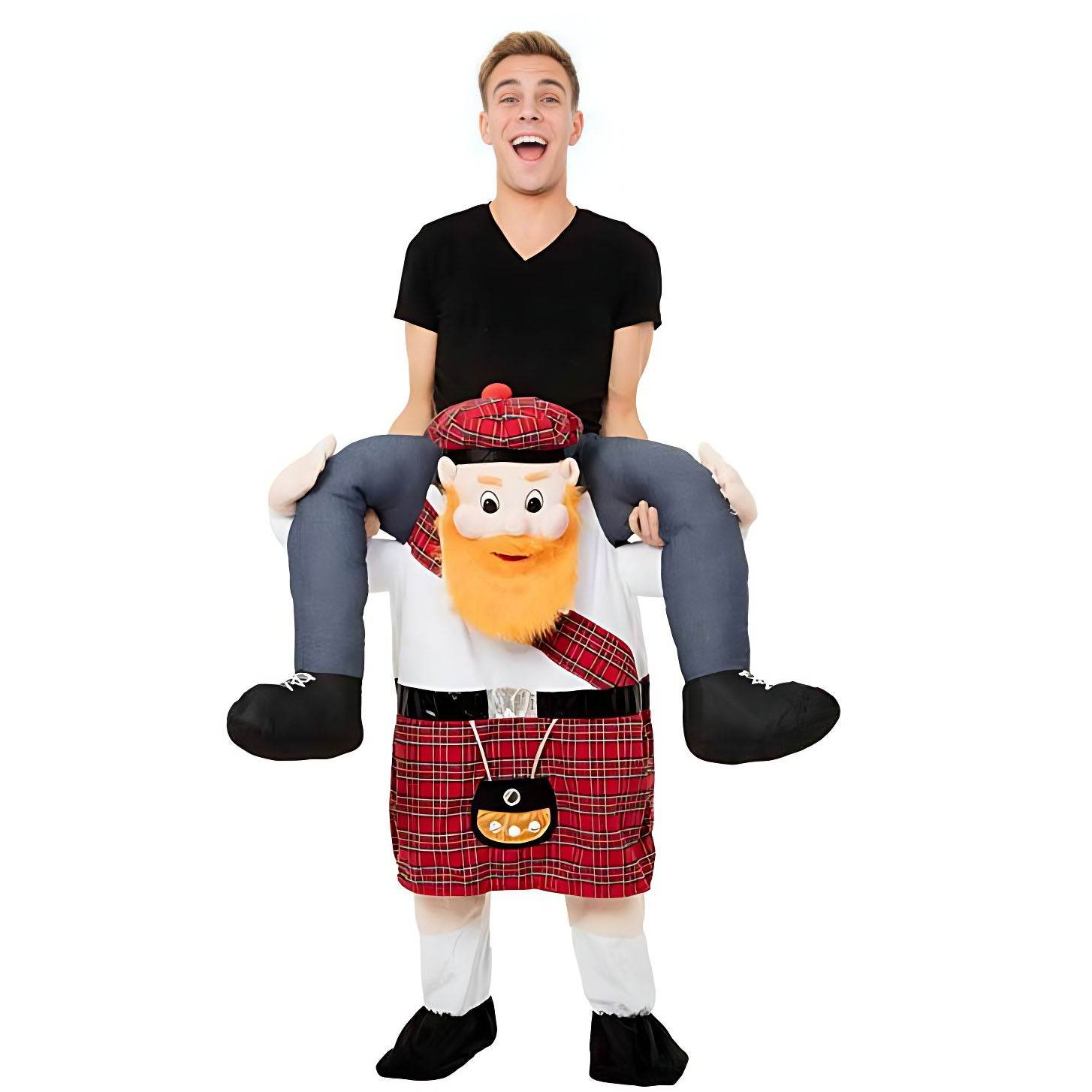 Striped Uncle White Beard Red Checkered Sumo Funny Puppet Costumes - zzcosplay