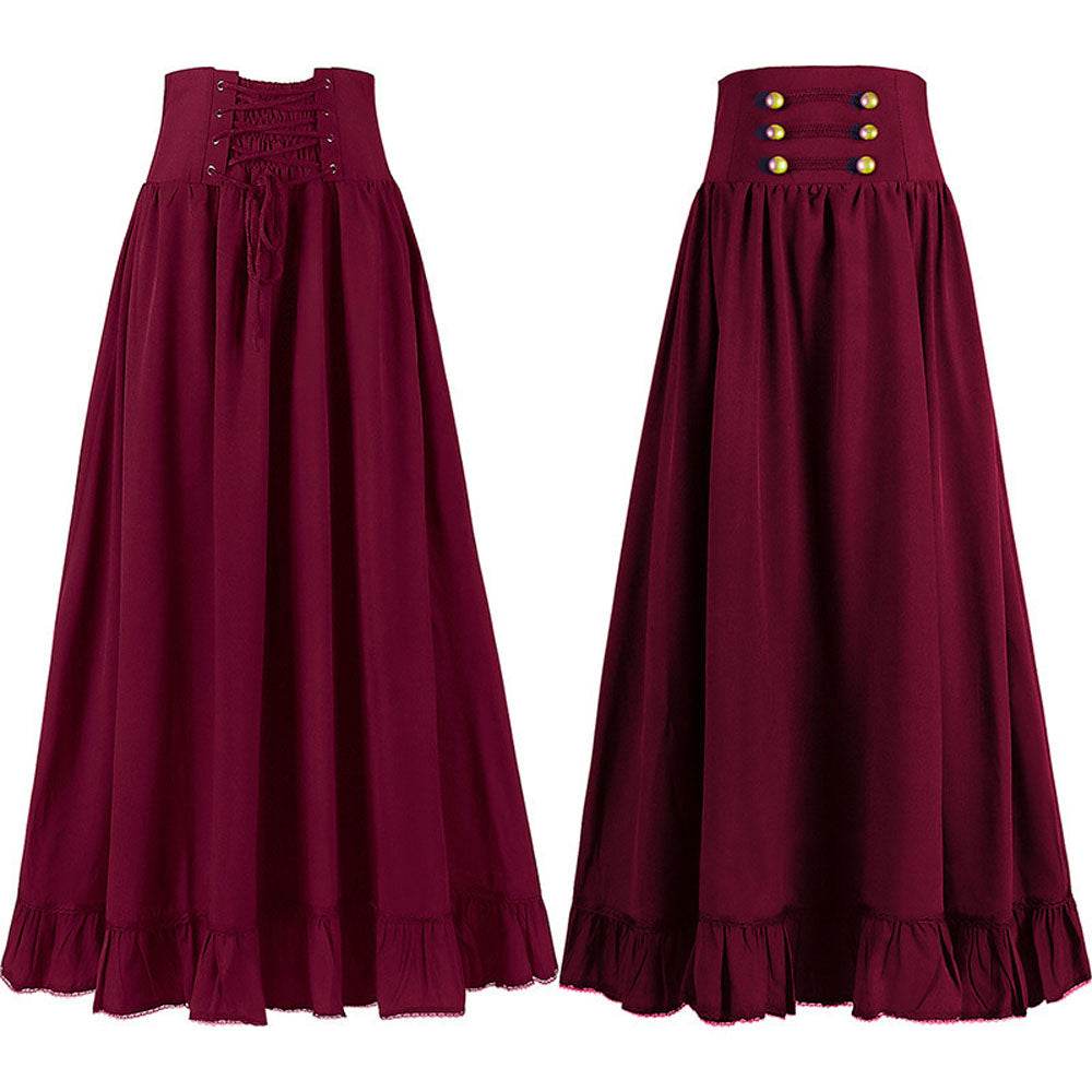 Medieval Women's Retro Style Waist Dance Skirt Dress - zzcosplay