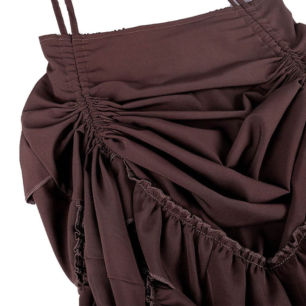 Medieval Women's Retro Style Drawstring Waist Dance Skirt Dress - zzcosplay