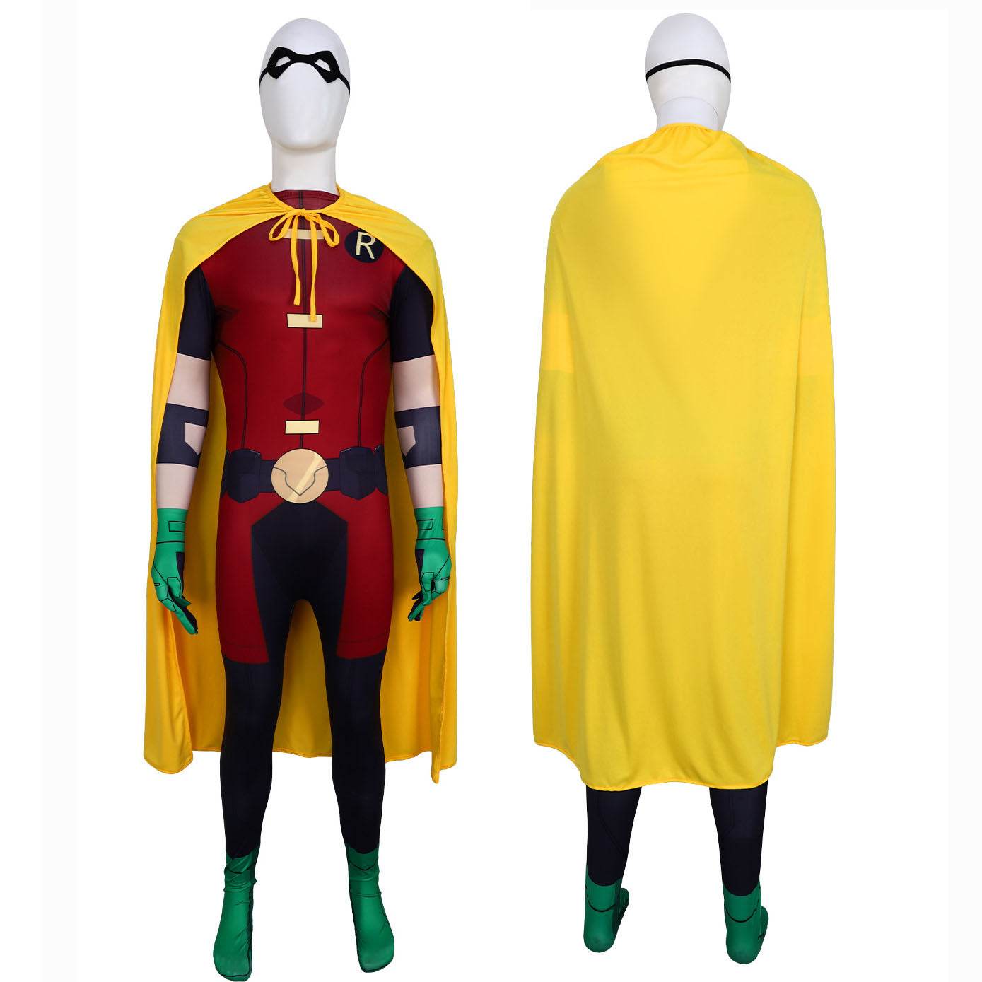 DC Teen Titans Robin Cosplay Costume Halloween For Adult Full Set With Cape - zzcosplay