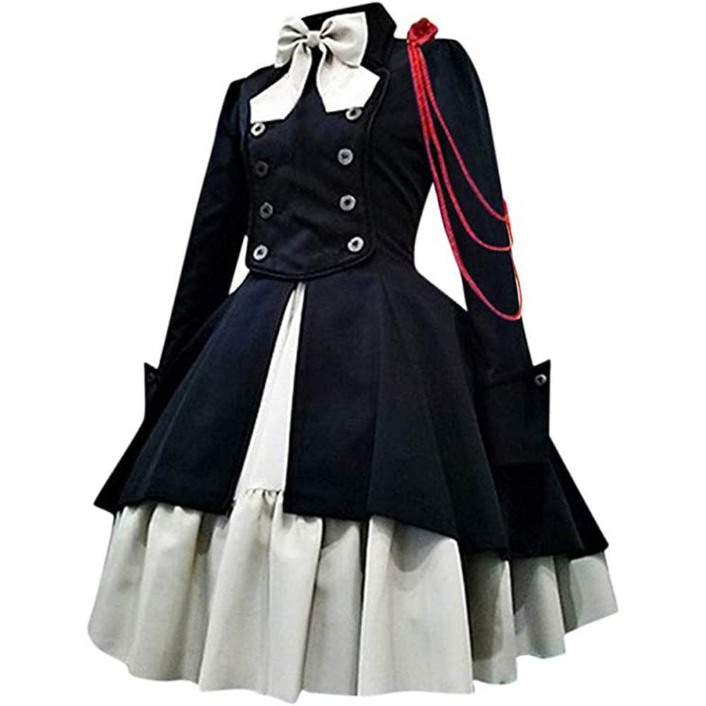 Medieval cos Renaissance gothic dress Retro bow ruffled punk cosplay skirt - zzcosplay