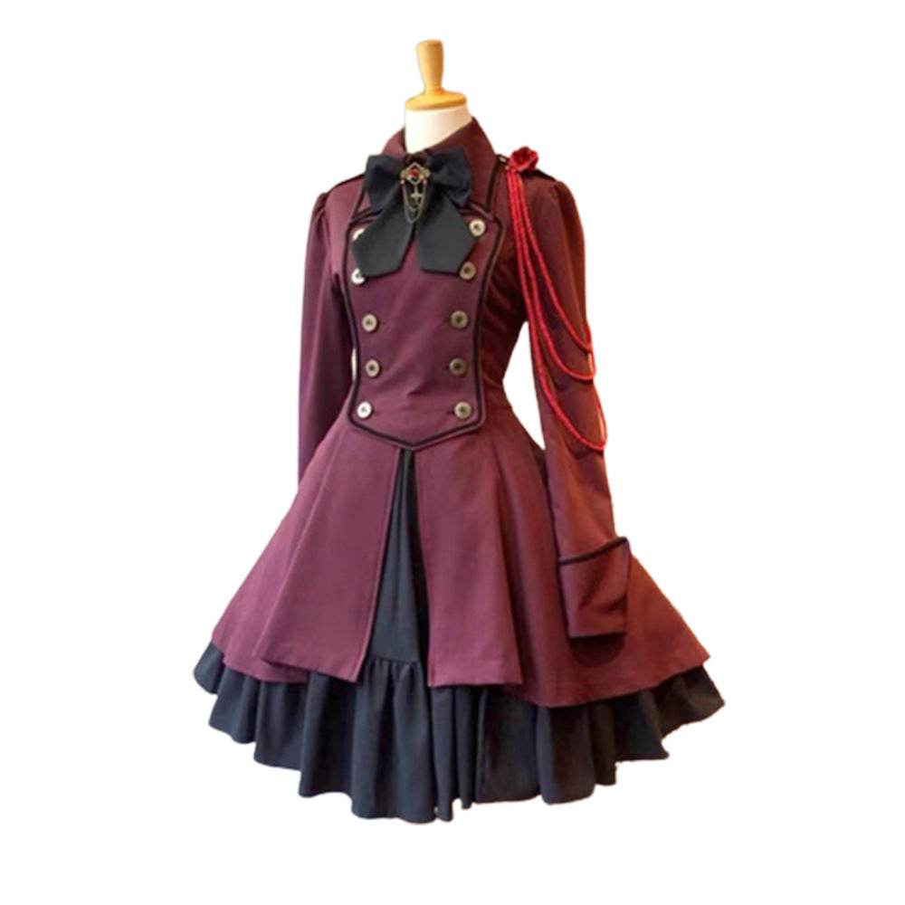 Medieval cos Renaissance gothic dress Retro bow ruffled punk cosplay skirt - zzcosplay