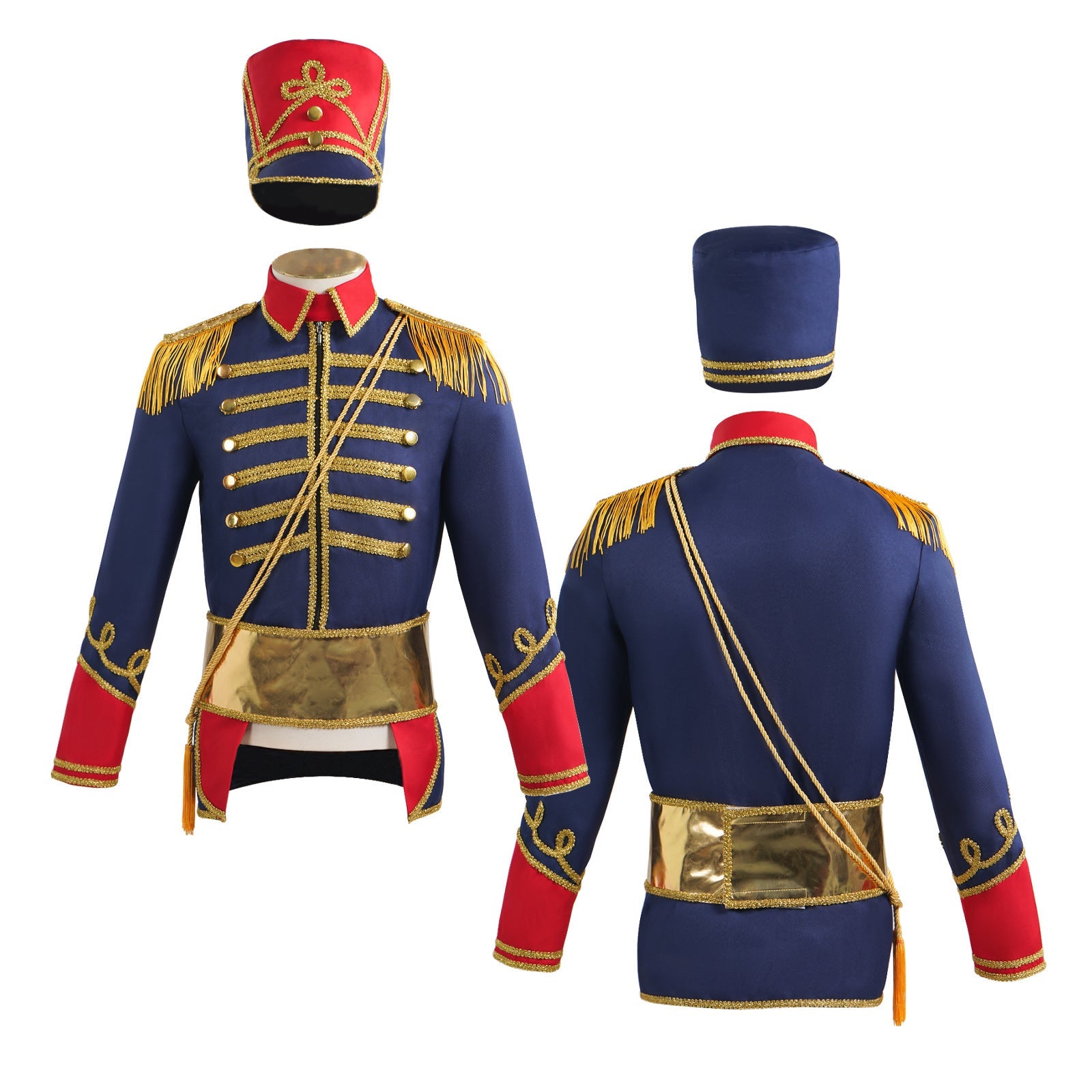 British Hussar Tunic Royal Prince Tailcoat Drummer Parade Costume Jacket Men Halloween - ZZCOSPLAY