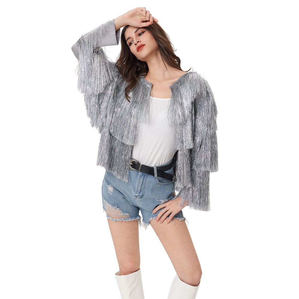 Fever Tassel Tinsel Festival Jacket Halloween Costume for women - ZZCOSPLAY