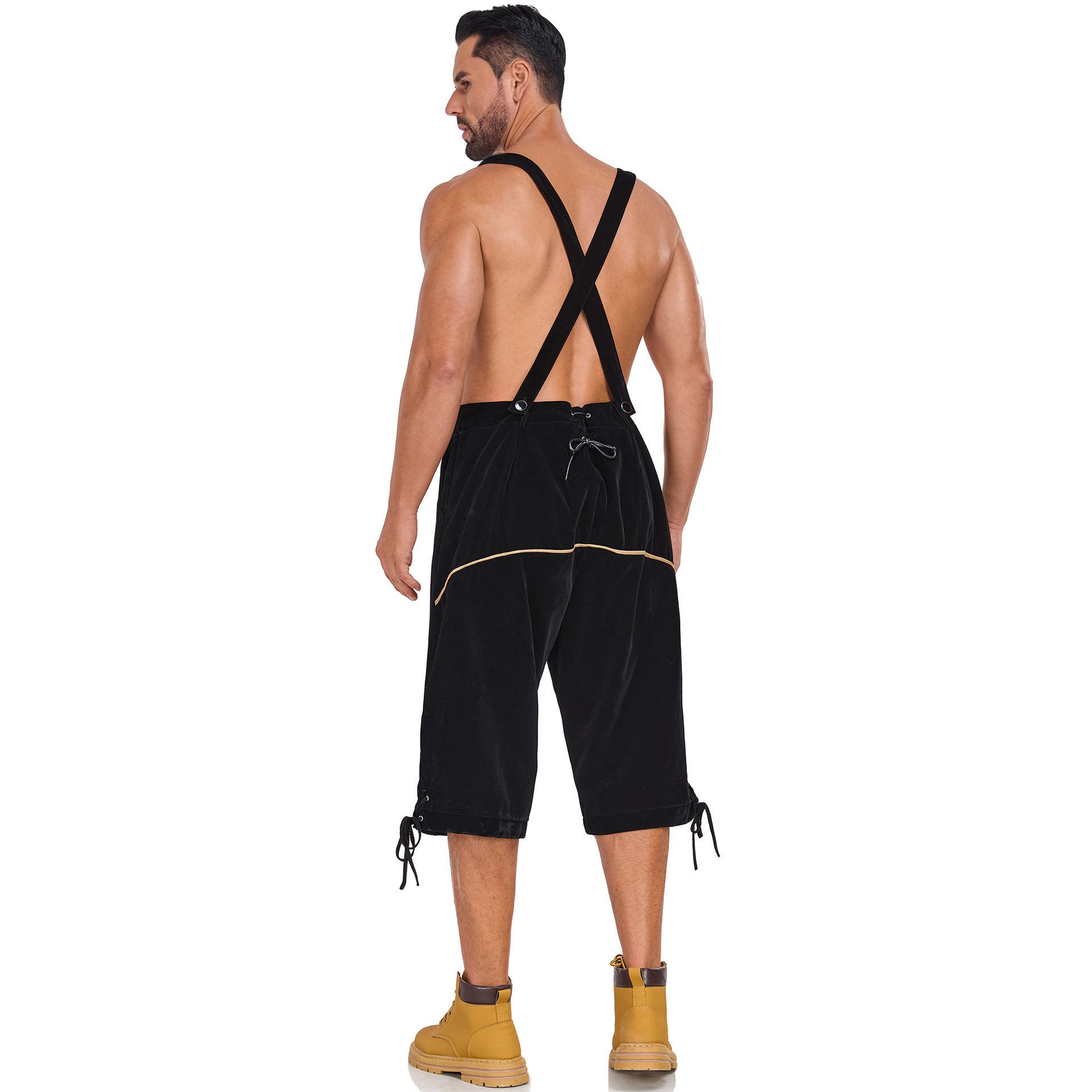 Men's German Bavarian Oktoberfest Costume Velvet Overalls Trousers Halloween - ZZCOSPLAY