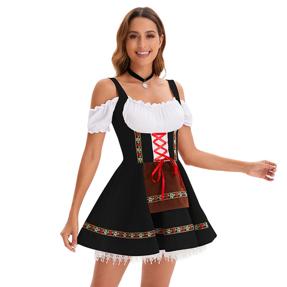 Oktoberfest Costume Women German Bavarian Beer Girl Dirndl Dress Carnival Halloween - ZZCOSPLAY