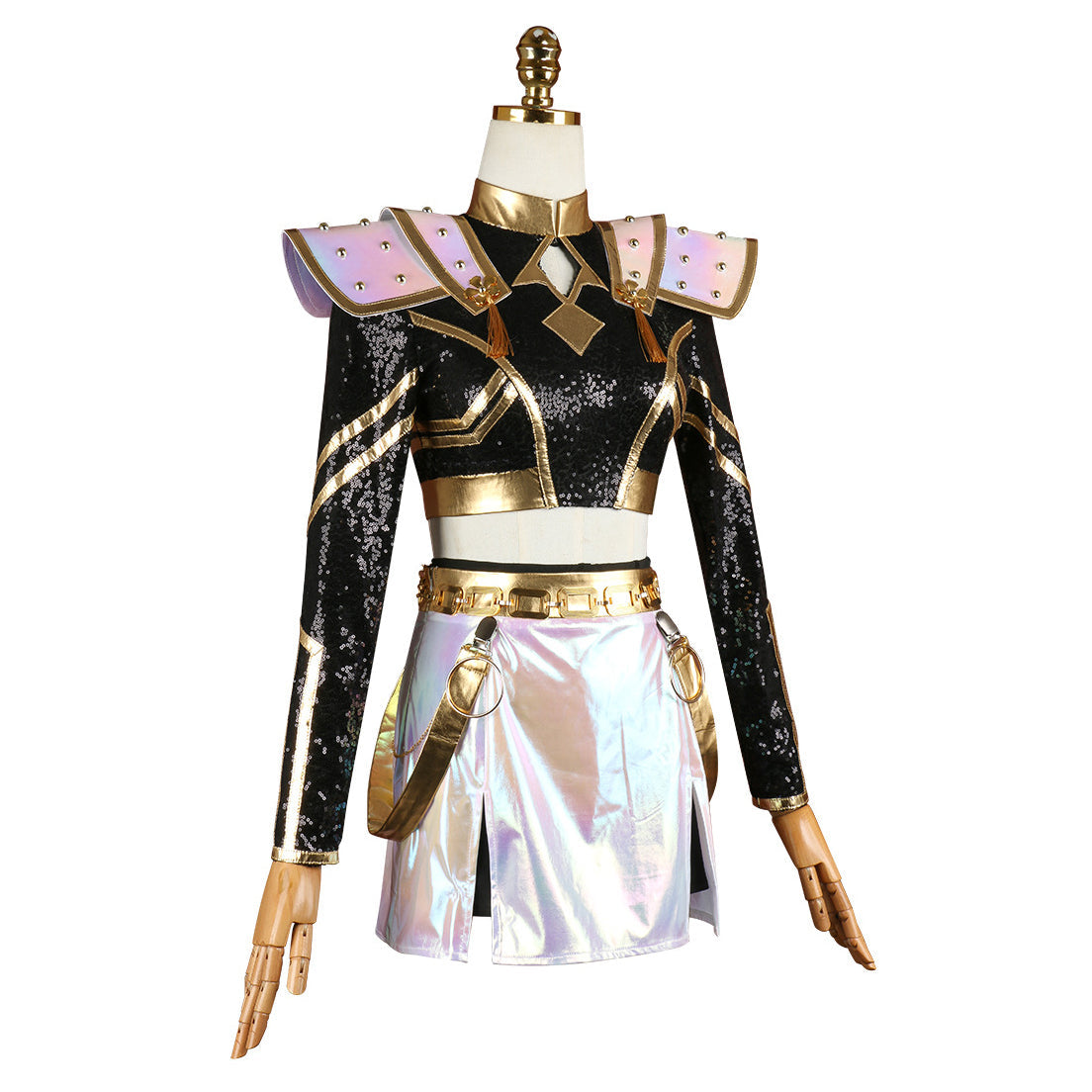 Kpop Witch Hunter Zoe Cosplay Costume Black and Gold Performance - ZZCOSPLAY