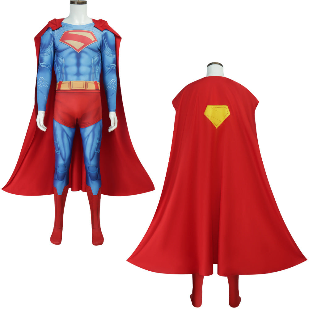 Deluxe Superman Clark Kent 3D Jumpsuit with Cloak Bodysuit - ZZCOSPLAY