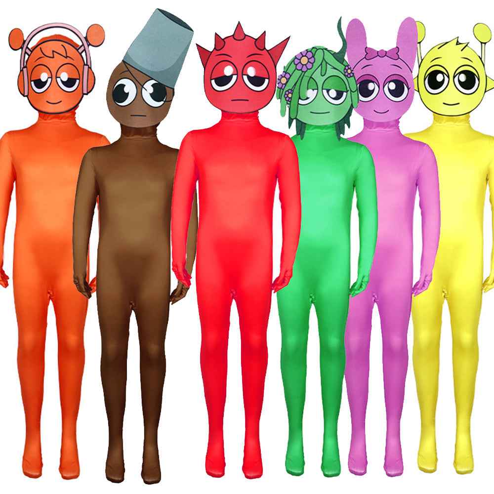Sprunki Incredibox Costume Jumpsuit Bodysuit Halloween Kids Adult