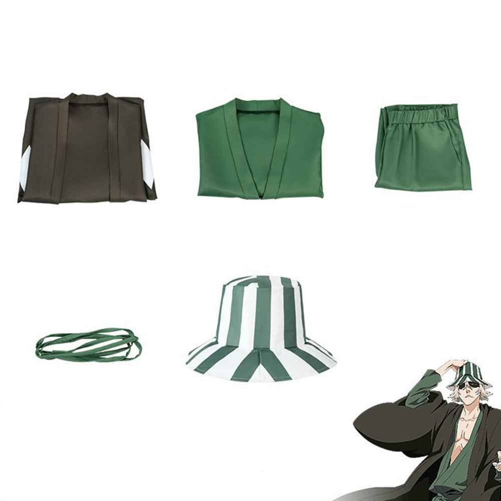 Bleach Urahara Kisuke Anime Cosplay Costume with hat Full Set