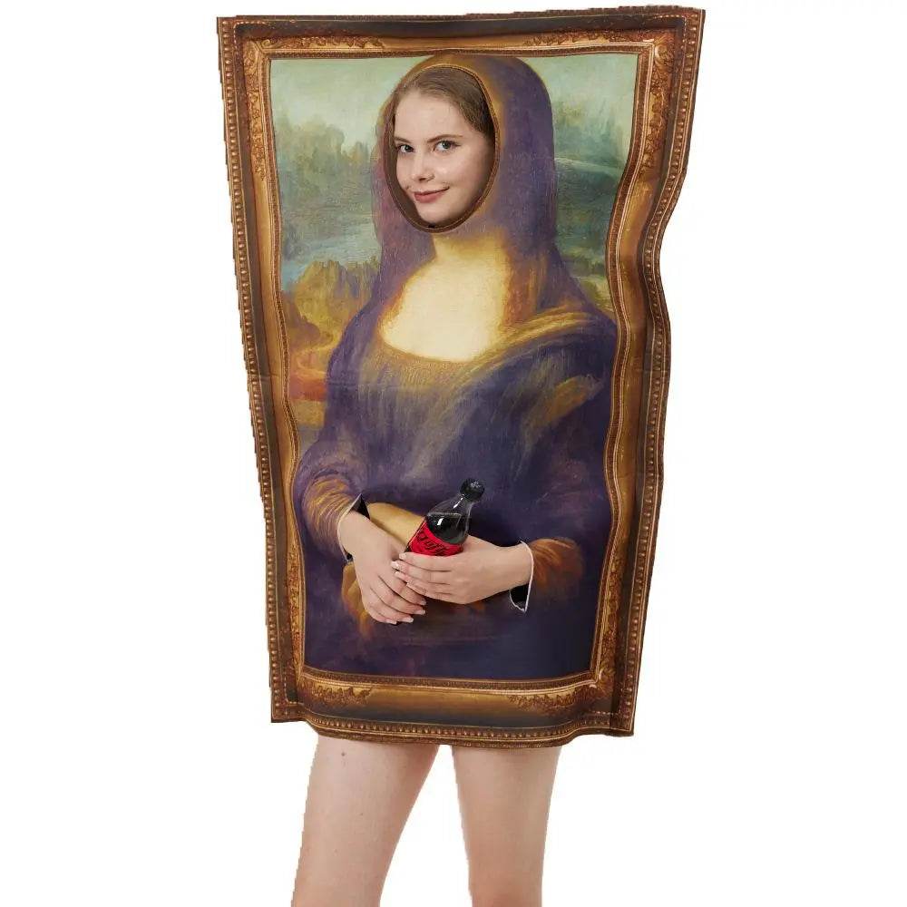 Spoof Murals Mona Lisa Artist Costume Funny Novelty Halloween - zzcosplay