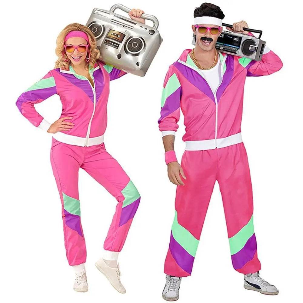 80s Retro Disco Hip Hop Fancy Dress Adult Costume Outfits Carnival Suit - zzcosplay