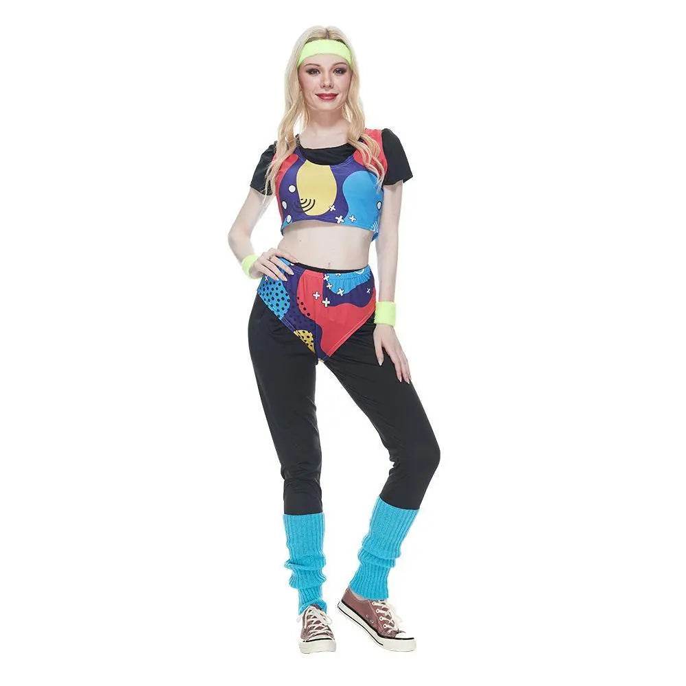 80s Retro Disco Hip Hop Sports Suit Fancy Dress Halloween Costume Dance Outfit - zzcosplay