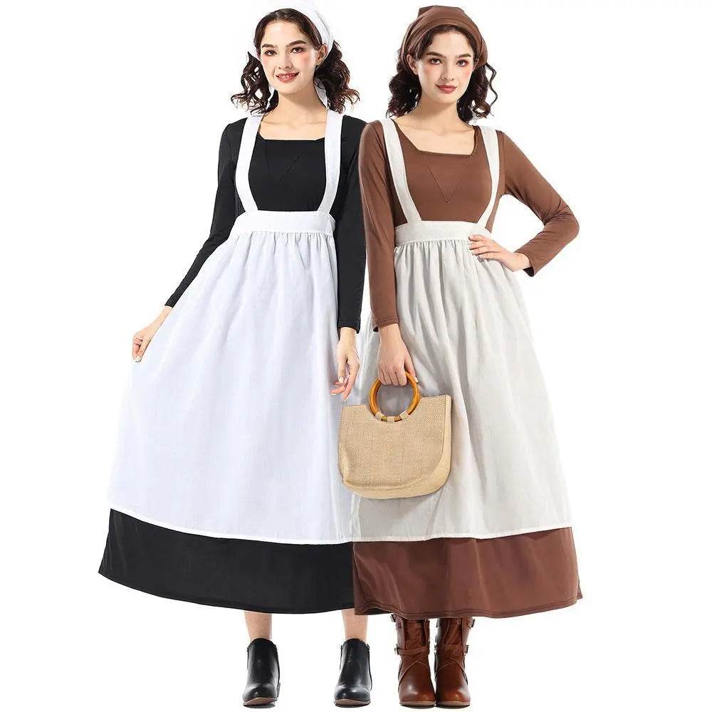 Adult Female French Manor Maid Costume Retro Halloween Dress - zzcosplay