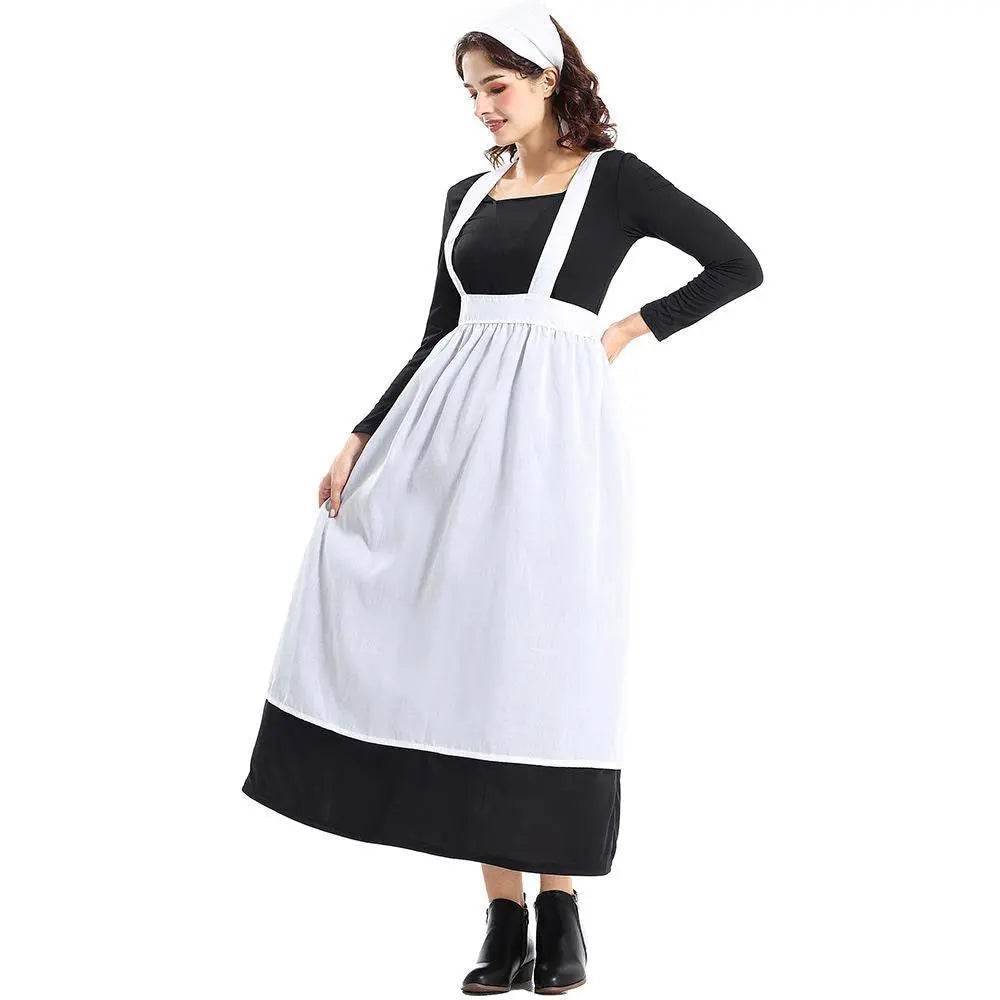 Adult Female French Manor Maid Costume Retro Halloween Dress - zzcosplay