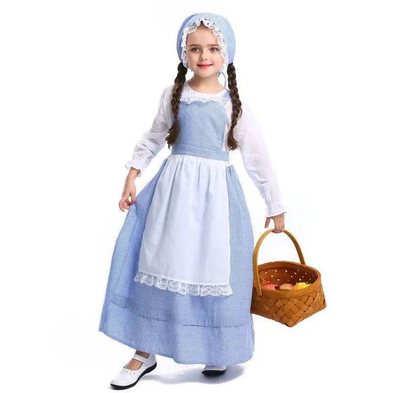 Alice Lolita Maid for kids Blue Farm Florist girl dress kids Maid Cosplay Costume - zzcosplay