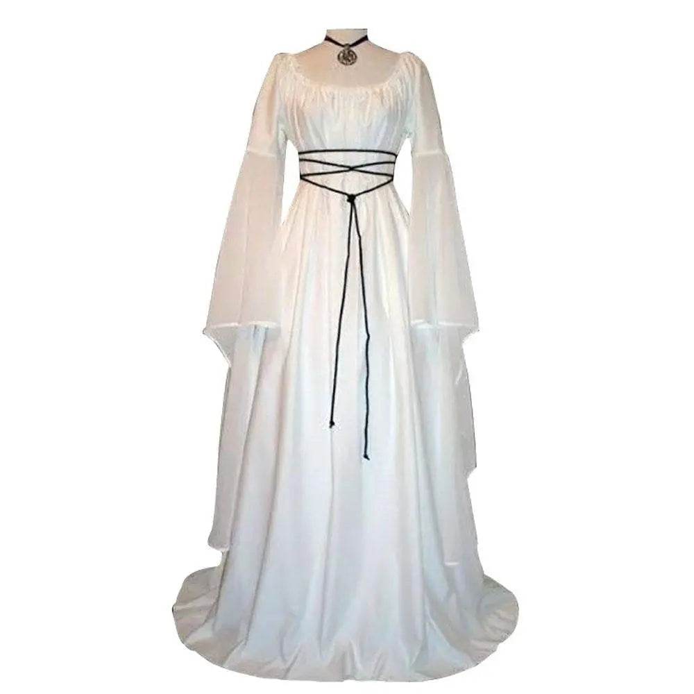 Antique solid color Halloween witch long sleeve dress - zzcosplay