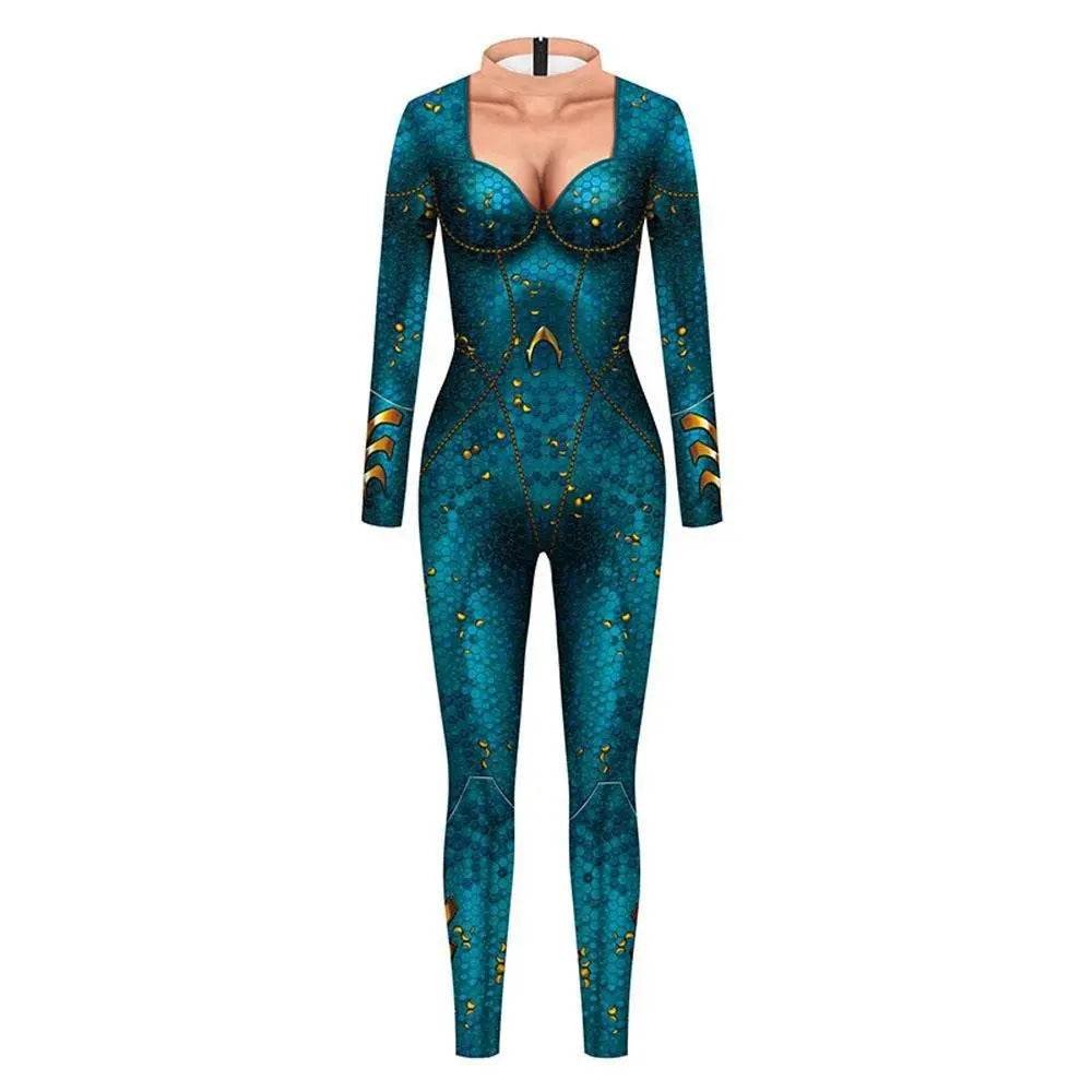 Atlanna Queen Aquaman Cosplay Costume Jumpsuit Halloween Sequined Catsuit Party Zentai - zzcosplay