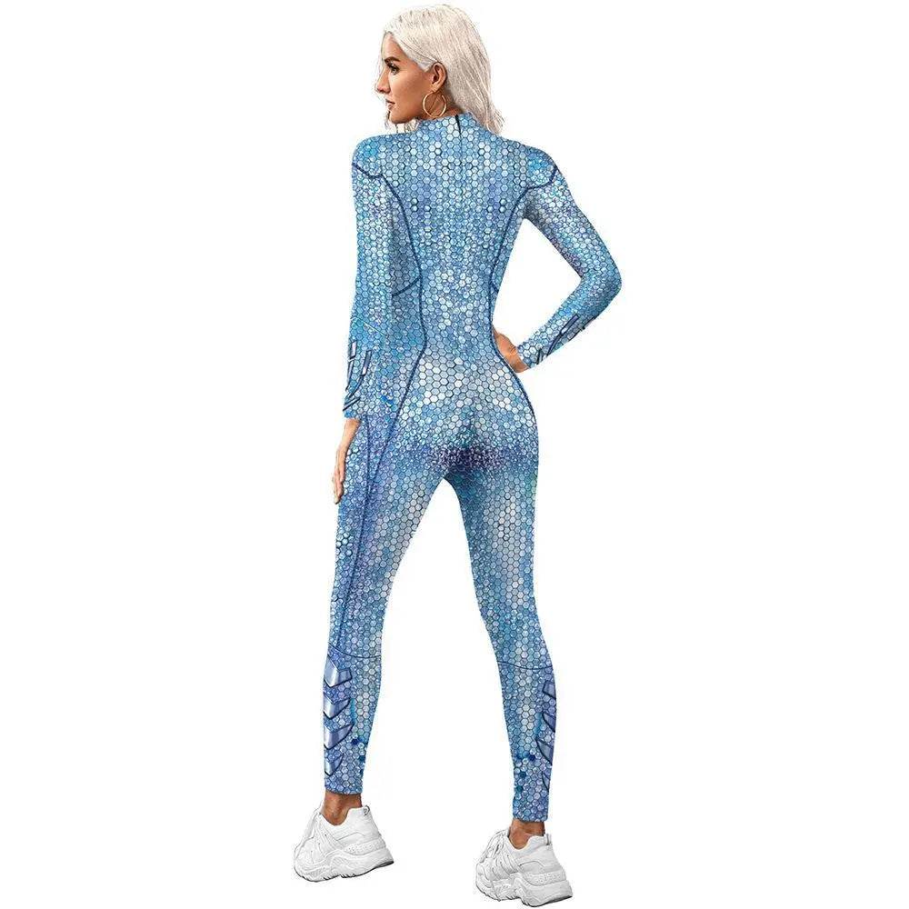 Atlanna Queen Aquaman Cosplay Costume Jumpsuit Halloween Sequined Catsuit Party Zentai - zzcosplay